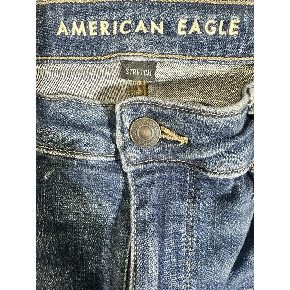 American Eagle Womens Super Hi-Rise Flare Jeans Medium Wash Blue Stretch Size 6